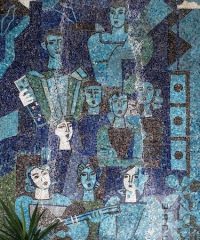 Mozaic de ceramică (4) în interiorul Magazinului „Muzica”