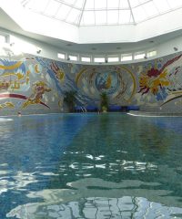 Mosaic in the swimmingpool, ceramic panels, tapestry hotel Belarus