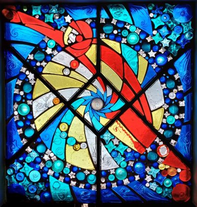 Stained glass windows by Nelly Schastnaya in the former building of the Food Industry Research Institute