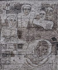 „Știința, Cultura, Artele”, mozaic din piatră naturală,  Biblioteca Judeţeană G. T. Kirileanu